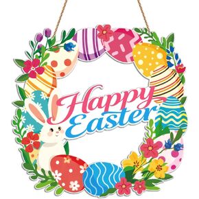 إكليل الباب الخشبي لديكور عيد الفصح، 12 بوصة أكاليل عيد الفصح لعلامات جدار الباب الأمامي زخارف معلقة على شكل أرنب ربيعي، ديكور شجرة المنزل والحديقة في عطلة الربيع in Kuwait