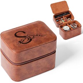 Watch Cases for Men with Initials, Personalized Mens Watch Box for 2 Watches, Mens Travel Jewelry Box, Portable Tough Leather Protection with Zipper, Fits Wristwatches & Smart Watches Up to 55mm (H) in Kuwait