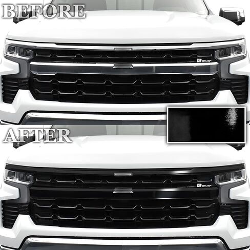 تصميمات BOGAR TECH لسيارة شيفروليه سيلفرادو LT LTZ 2022-2026 حذف الكروم الأمامي - طقم تراكب الفينيل مسبق القطع، زخرفة تعتيم سوداء لامعة in Saudi Arabia