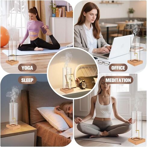 Incense Holder for Sticks: Incense-Stick Holder with Natural Wood Base - Top Side Burning Design Extends More Time -Removable Ash Collection Glass - Installation-Free - for Yoga Home Decor in Saudi Arabia