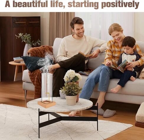 Incense Holder for Sticks: Incense-Stick Holder with Natural Wood Base - Top Side Burning Design Extends More Time -Removable Ash Collection Glass - Installation-Free - for Yoga Home Decor in Saudi Arabia