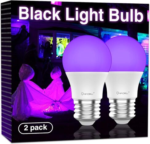 Onforu 15W LED Black Light Bulbs, A19 E26 120W Equivalent Blacklight Bulb for Glow in The Dark, Halloween Lights, 120V, Level 385-400nm, Blacklight Party, Body Paint, Fluorescent Poster in Kuwait