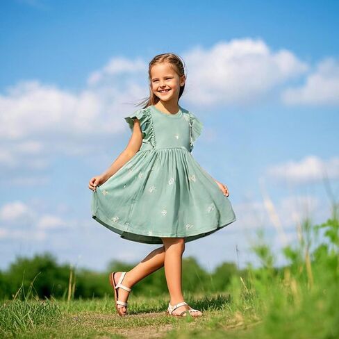 B&G-KID Toddler Girl Dresses Cotton Long/Short Sleeve Girl Easter Dress Kids Casual Applique Clothes 2-8 Years. in Saudi Arabia