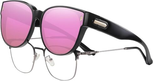 نظارات شمسية HAOLOTA مناسبة للنساء، نظارات شمسية مستقطبة كبيرة للقيادة عصرية عين القطة حماية من الأشعة فوق البنفسجية 400 in Kuwait