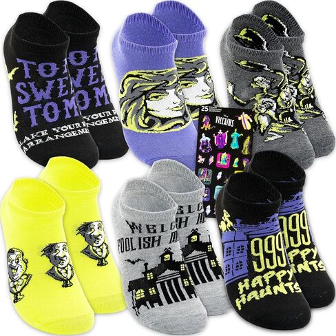 Disney Haunted Mansion Socks for Adults - Bundle with 6 Pairs of Disney Theme Park Socks for Adults Size 4-10 Plus Stickers | Haunted Mansion Apparel Set for Girls in Saudi Arabia