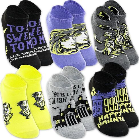 Disney Haunted Mansion Socks for Adults - Bundle with 6 Pairs of Disney Theme Park Socks for Adults Size 4-10 Plus Stickers | Haunted Mansion Apparel Set for Girls in Saudi Arabia