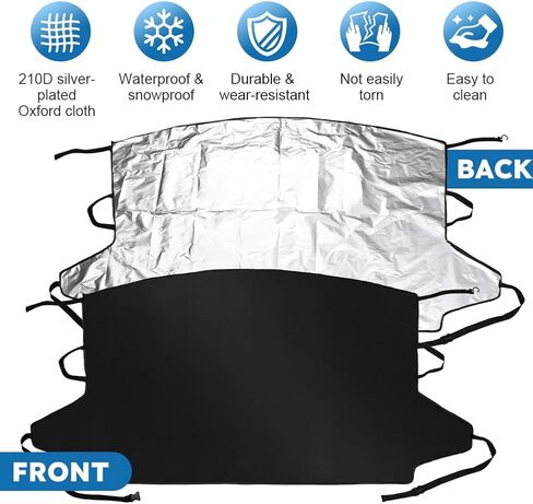 غطاء الزجاج الأمامي للسيارة للثلج والثلج، غطاء النافذة الخلفية للسيارة لإزالة الصقيع في الشتاء، حماية النافذة الخلفية أكسفورد عالمية لسيارات الدفع الرباعي والشاحنات والسيدان والشاحنة in Kuwait