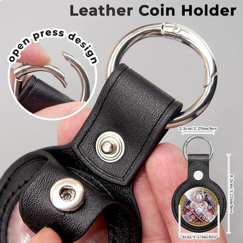 عملة تحدي الأساطير الإسكندنافية من أودين، هدية سلسلة مفاتيح ميدالية إله الفايكنج مع حامل عملات جلدية in Kuwait