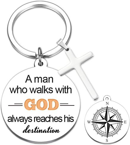 Christian Gifts Keychain for Men, Religious Baptism Gift Keychains for Birthday Christmas, A Man Who Walks With God Keyring in Saudi Arabia