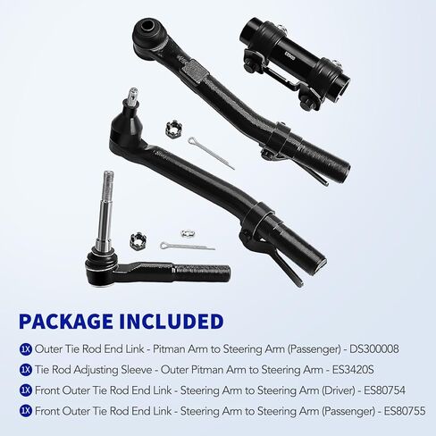 طقم أطراف قضيب ربط أمامي 4WD 4x4 لـ 2005-2022 Ford F-250 Super Duty، 2005-2022 F-350 Super Duty، 2005-2010 F-450 F-550 Super Duty، وصلات طرفية لقضيب التعادل الخارجي، أكمام قابلة للتعديل - 4 قطع in Saudi Arabia