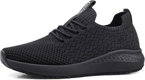 Non Slip Shoes for Women Food Service Work Shoes Restaurant Slip Resistant Hospital Walking Sneakers Breathable Lightweight Lace Up Shoes Black in Kuwait