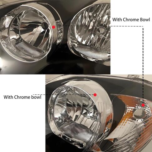 2pcs Headlight Assembly Set For 2003 2004 2005 2006 2007 2008 Toyota Corolla CE LE S Replacement Headlamps Driver and Passenger Side Matte Black Housing Amber Reflector Clear lens(LH&RH) in Saudi Arabia