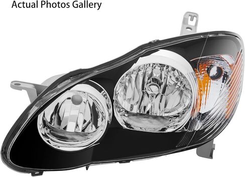 2pcs Headlight Assembly Set For 2003 2004 2005 2006 2007 2008 Toyota Corolla CE LE S Replacement Headlamps Driver and Passenger Side Matte Black Housing Amber Reflector Clear lens(LH&RH) in Saudi Arabia