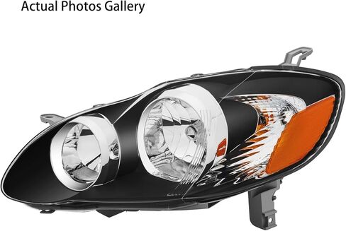 2pcs Headlight Assembly Set For 2003 2004 2005 2006 2007 2008 Toyota Corolla CE LE S Replacement Headlamps Driver and Passenger Side Matte Black Housing Amber Reflector Clear lens(LH&RH) in Saudi Arabia