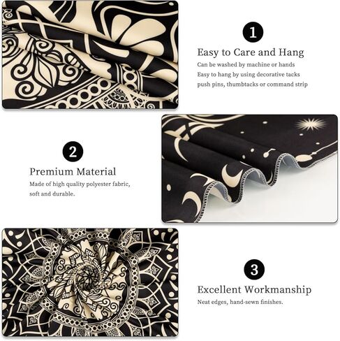 أفينيل بوهو الأسود ماندالا نسيج الجدار شنقا لغرفة النوم، خمر المفروشات السقف الهندي البوهيمي، علم التنجيم كوكبة الفضاء ديكور الحائط لغرفة المعيشة 60in × 51in in Kuwait