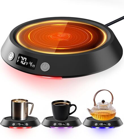 Coffee Mug Warmer - 55W Electric Coffee Warmer for Desk 3 Temp Settings & 2-9 Timer Smart Cup Warmer for Desk Candle Warmer Plate with LED Lights Beverage Tea Milk Warmer for Home & Office in Kuwait