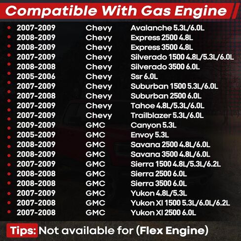 Fuel Injectors 12580681 Compatible with Chevy 4.8L 5.3L Tahoe Silverado 1500 Express 2500 2007 2008 2009,Compatible with GMC 4.8L 5.3L 6.0L Yukon Xl Sierra 1500（Set of 8） in Kuwait