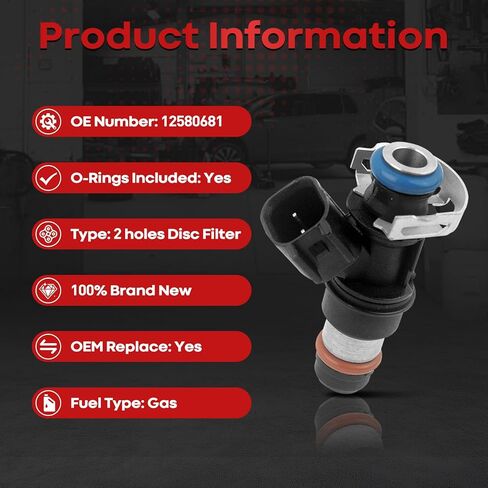 Fuel Injectors 12580681 Compatible with Chevy 4.8L 5.3L Tahoe Silverado 1500 Express 2500 2007 2008 2009,Compatible with GMC 4.8L 5.3L 6.0L Yukon Xl Sierra 1500（Set of 8） in Kuwait