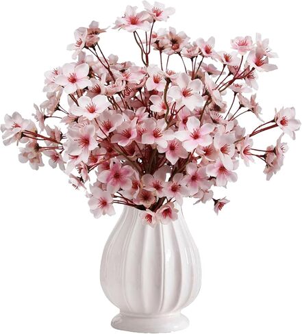 Tinsow Artificial Cherry Blossom Branches, 6 Pcs Fake Peach Flowers Stems Silk Flower for Spring Table Centerpiece Wedding Home Decor (6, Pink) in Kuwait