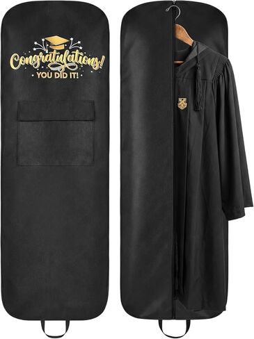 Abbylike 66''x24'' Graduation Academic Garment Bag with Handles and Cap Pocket Breathable Graduation Gown Bag Fabric Dress Bags for Hanging Gowns Long Closet Clothes Protectors, Black in Saudi Arabia