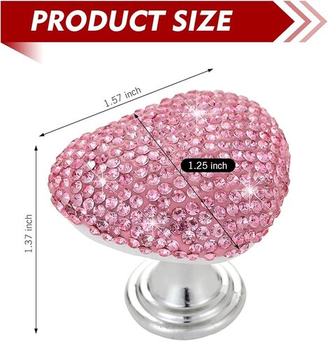 Car Push Start Button, Scratch-resistant Push-type Vehicle Start Switch, Heart-shaped Diamond-encrusted Ignition Button Protective Cover Decoration Accessories for Women & Girl (Pink) in Saudi Arabia