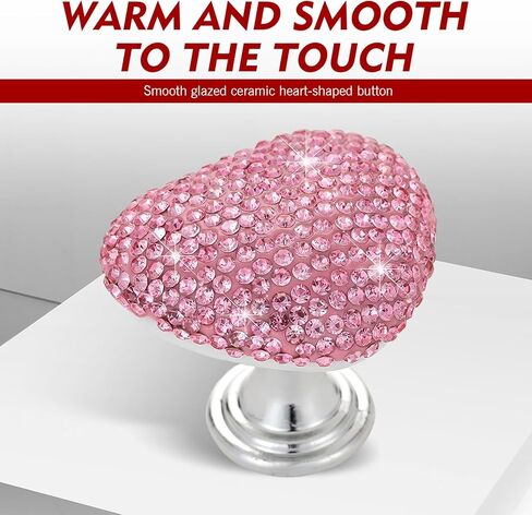 Car Push Start Button, Scratch-resistant Push-type Vehicle Start Switch, Heart-shaped Diamond-encrusted Ignition Button Protective Cover Decoration Accessories for Women & Girl (Pink) in Saudi Arabia