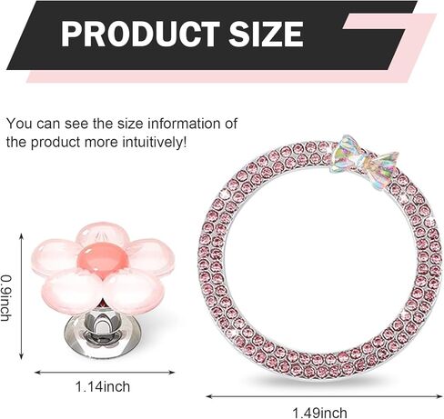 2PCS Bling Car Engine Start Stop Decoration Ring, Flower Car Push to Start Button Cover, Crystal Rhinestone Butterfly Ring for Car Button Ring, Car Interior Button Covers Accessories for Women in Saudi Arabia