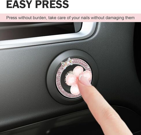 2PCS Bling Car Engine Start Stop Decoration Ring, Flower Car Push to Start Button Cover, Crystal Rhinestone Butterfly Ring for Car Button Ring, Car Interior Button Covers Accessories for Women in Saudi Arabia