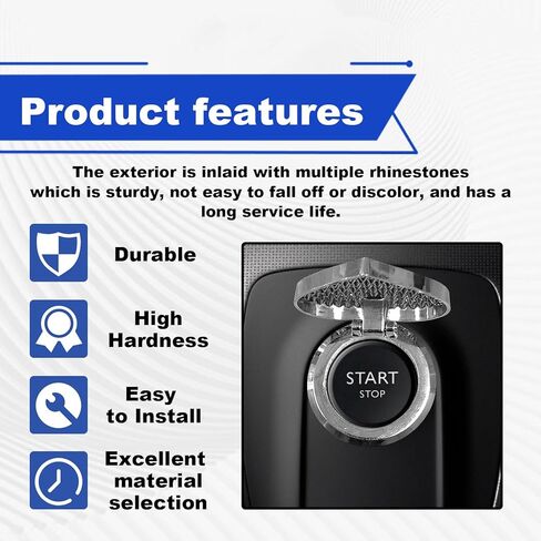 Bling Car Engine Start Button Cover, Cute Heart Ignition Button Cover Sticker/Ignition Button Rhinestone Engine Ring, Car Interior Decor Accessories (Black/White) in Saudi Arabia