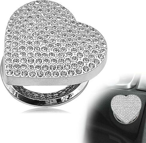 Bling Car Engine Start Button Cover, Cute Heart Ignition Button Cover Sticker/Ignition Button Rhinestone Engine Ring, Car Interior Decor Accessories (Black/White) in Saudi Arabia