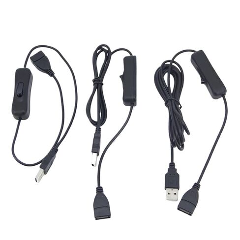 1pcs Cable 50cm USB 2.0 A Male to A Female Extension Charging Extender Black Cable with Switch Button ON Off Cable(2m Data and Charging) in Kuwait
