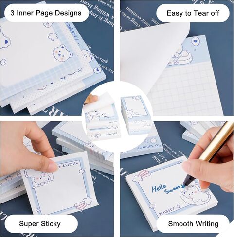 640 قطعة من الملاحظات اللاصقة اللطيفة، وسادات ملاحظات ذاتية اللصق، وسادات مذكرات كاواي مبطنة، ملاحظات لاصقة مضحكة، مجموعة دفاتر ملاحظات مجمعة للمدرسة والمكتب واللوازم المنزلية وهدايا مخطط للطلاب والمعلمين in Kuwait