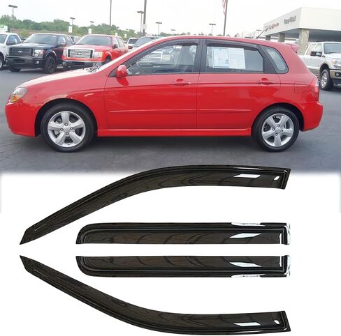 عاكسات الرياح للنافذة الجانبية المقاومة للمطر لسيارة KIA SPECTRA5 2005-2009 HTB، مجموعات حماية من المطر من الشمس بشريط، أقنعة نافذة جميلة المظهر للسيارات، عاكس تهوية لسيارة KIA SPECTRA5 05-09 HTB KIA15 in Kuwait