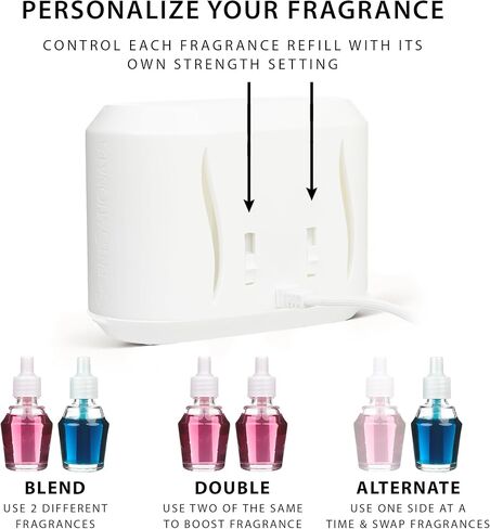ScentSationals Dual-Refill Air Freshener Unit – Mix or Match Fragrances, 4 Strength Settings, Corded. Compatible with ScentSationals Fragrance Oil Refills in Saudi Arabia