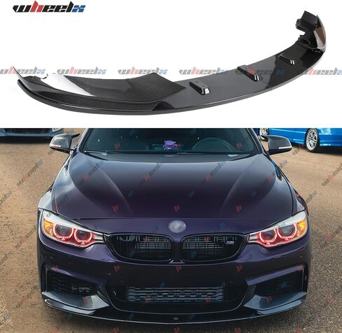 2014-2020 Compatible with BMW 4 Series F32 F33 F36 M Sport Front Lip Splitter, 4-Piece Design, Carbon Fiber Pattern ABS – WheelX (Not for Standard Bumper) in Saudi Arabia