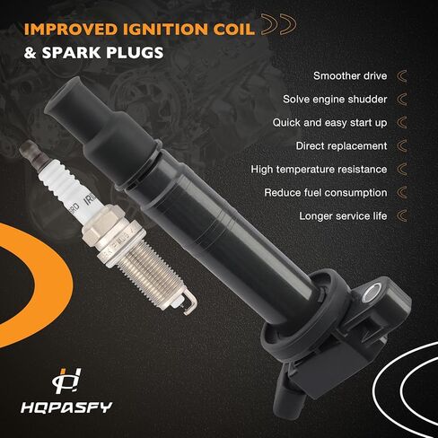 حزمة ملف الإشعال HQPASFY UF495 ومجموعة قابس إشعال إيريديوم مكونة من 6 قطع متوافقة مع Toyota Camry Matrix Solara Tacoma Tundr 4Runner Corolla، Lexus IS GS RC F استبدال # 5C1419، GN10323 in Saudi Arabia