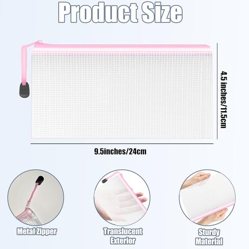 Tdfronien 150 حزمة صغيرة الحقيبة قلم رصاص الحقيبة السائبة، شبكة أكياس الحقيبة سستة، حامل واضح مستحضرات التجميل حقائب ماكياج الملحقات حقيبة تخزين للمكتب، بيل، السفر المدرسة (10 ألوان) in Kuwait