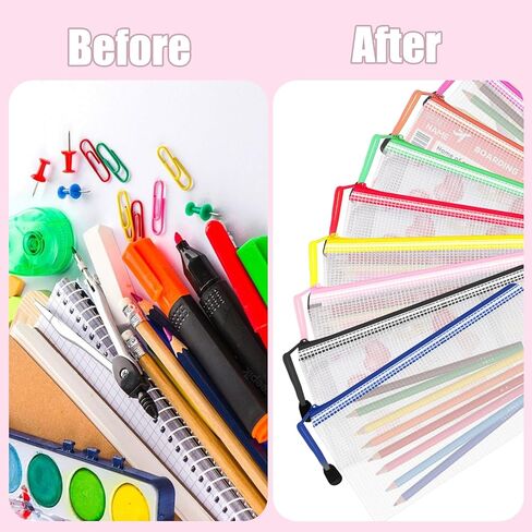 Tdfronien 150 حزمة صغيرة الحقيبة قلم رصاص الحقيبة السائبة، شبكة أكياس الحقيبة سستة، حامل واضح مستحضرات التجميل حقائب ماكياج الملحقات حقيبة تخزين للمكتب، بيل، السفر المدرسة (10 ألوان) in Kuwait