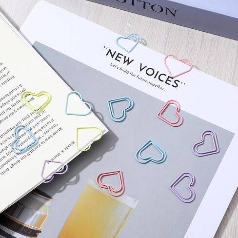 100 PCS Colorful Metal Clips Heart Shaped Paper Clips, Cute Fancy Multicolor Small Love Shaped Paper Clips Bulk for Office, School, DIY Projects (Purple, Pink, Blue, Green, Yellow) in Saudi Arabia