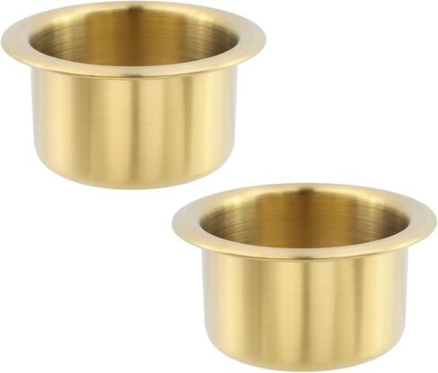 2pcs Stainless Steel Drop-in Cup Holders 3.23" Embedded Gold Drink Holders for RV Cars Trailer Game Table Sofa (4.21"×2.09") in Saudi Arabia