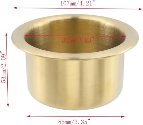 2pcs Stainless Steel Drop-in Cup Holders 3.23" Embedded Gold Drink Holders for RV Cars Trailer Game Table Sofa (4.21"×2.09") in Saudi Arabia