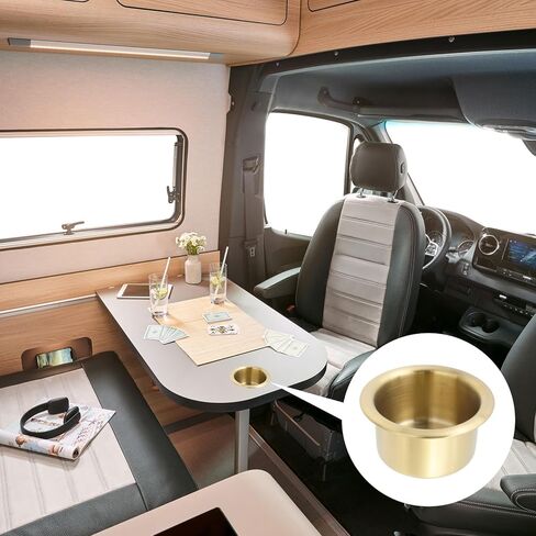 2pcs Stainless Steel Drop-in Cup Holders 3.23" Embedded Gold Drink Holders for RV Cars Trailer Game Table Sofa (4.21"×2.09") in Saudi Arabia