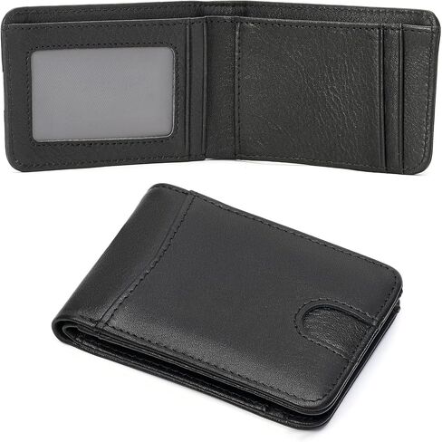 محفظة جلدية أصلية للرجال RFID حجب Bifold ضئيلة الحد الأدنى مع محافظ الجيب الأمامي الرجال هدية in Kuwait