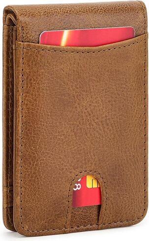 محفظة جلدية أصلية للرجال RFID حجب Bifold ضئيلة الحد الأدنى مع محافظ الجيب الأمامي الرجال هدية in Kuwait