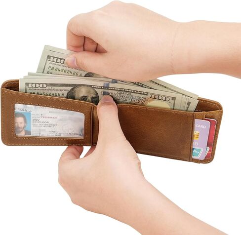 محفظة جلدية أصلية للرجال RFID حجب Bifold ضئيلة الحد الأدنى مع محافظ الجيب الأمامي الرجال هدية in Kuwait