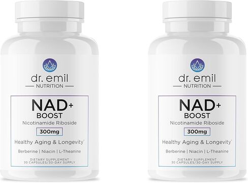 DR. EMIL NUTRITION NAD+ Boost - Nicotinamide Riboside Supplement for Longevity, Healthy Aging & Cellular Regeneration - NAD Supplement with with Berberine, L-Theanine & Niacin Twin Pack in Saudi Arabia