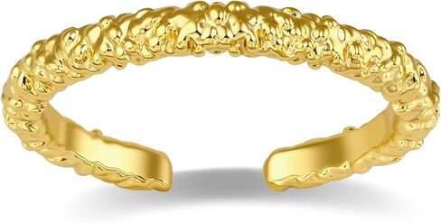 خاتم أنيق بسيط ومفتوح ورفيع ومطلي بالذهب عيار 14 قيراط قابل للتعديل وقابل للتكديس مصنوع يدويًا للنساء in Kuwait