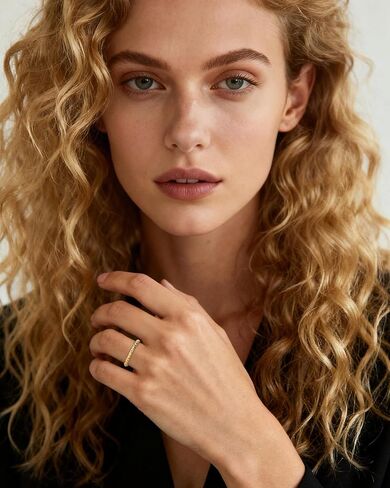 خاتم أنيق بسيط ومفتوح ورفيع ومطلي بالذهب عيار 14 قيراط قابل للتعديل وقابل للتكديس مصنوع يدويًا للنساء in Kuwait