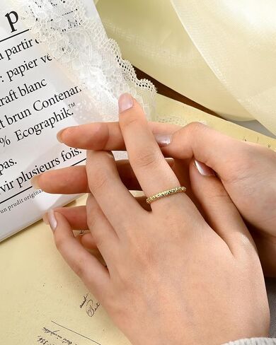 خاتم أنيق بسيط ومفتوح ورفيع ومطلي بالذهب عيار 14 قيراط قابل للتعديل وقابل للتكديس مصنوع يدويًا للنساء in Kuwait