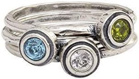 Stacking Sterling Silver Birthstone Ring by Nelle and Lizzy in Saudi Arabia